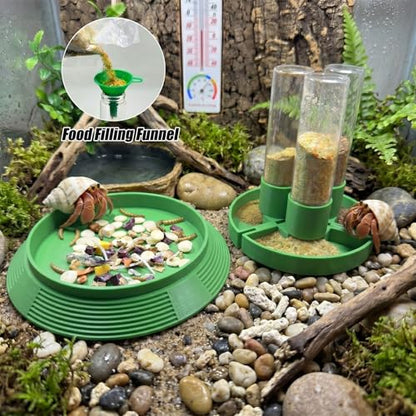 4-in-1 Hermit Crab Feeding Station - Integrated Nutrition and Hydration Center，3D-Printed Tank Accessories Made from Safe Materials, Suitable for Hermit Crabs and Small Reptiles. - color: Green