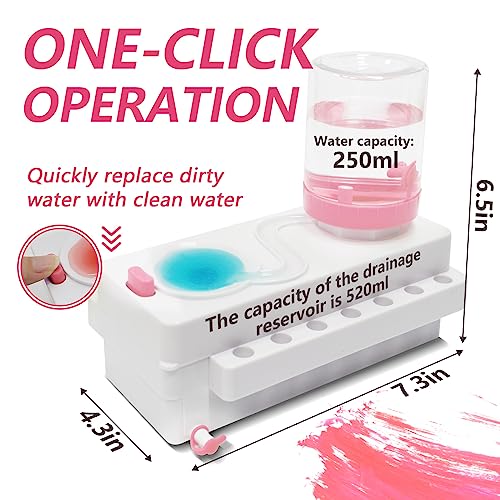 Paint Brush Cleaner Set, Paint Brush Rinser with Drain and Brush Holder, Water Circulation Paintbrush Cleaner Rinser for Acrylic, Watercolor, Water-Based Art Supplies Paint Brush Cleaner Tool, Pink - color: Pink