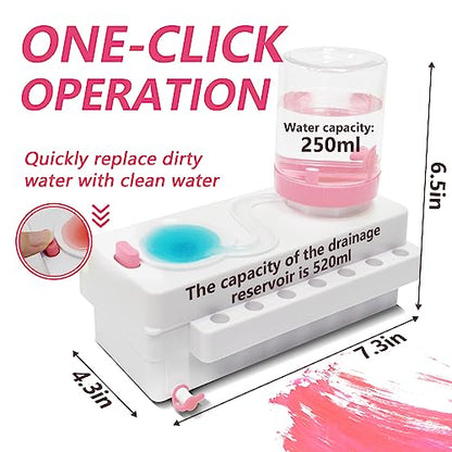 Paint Brush Cleaner Set, Paint Brush Rinser with Drain and Brush Holder, Water Circulation Paintbrush Cleaner Rinser for Acrylic, Watercolor, Water-Based Art Supplies Paint Brush Cleaner Tool, Pink - color: Pink