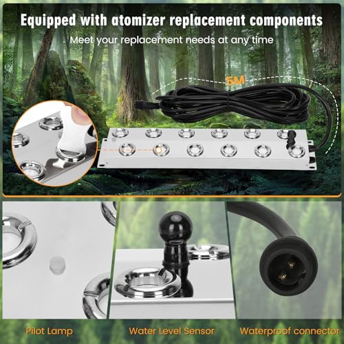 Ultrasonic Mist Maker Fogger 12 Head(9000ml/H), 110V 400W Power Water Proof Ultrasonic Mister, Ultrasonic Fogger Humidifier with Float, for Halloween Atmosphere, Vegetable Preservation, Landscape - size: 12 HEAD