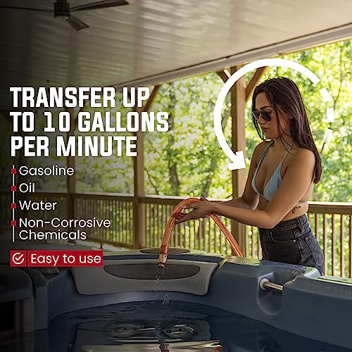 1” x 10’ Self-Priming Shaker Jiggler Siphon Hose, FlowPro Siphon Gas & Fuel Transfer Pump, Gas Can Siphon for Boats, Jet Ski, Pontoon. Water Siphon Pump for Hot Tub Drain and Cold Plunge | 10 GPM - size: 1” x 10 Foot