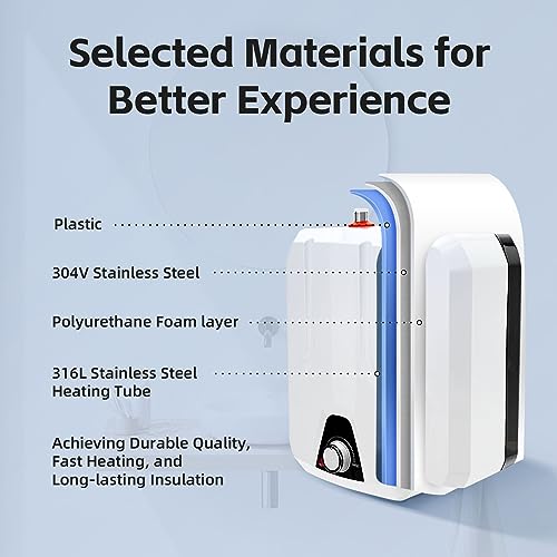 Mini Tank Water Heater Electric, 1500W Portable Water Heater Under Sink for Point of Use, 1.6Gallon Mini Water Heater, 110V Instant Hot Water Heater for Kitchen, Office