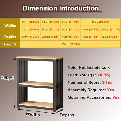 Sturdy Heavy Metal Fish Tank Stand & Reptile Cabinet, Insect Display Rack with Walnut Finish, 70x40 cm (27.5"x15.75") - Durable Floor-Standing Aquarium Furniture. - color: White, size: 70x40 cm (27 1/2 x 15 3/4")