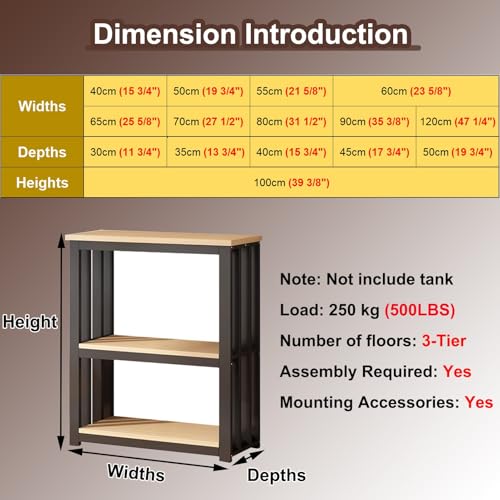 Heavy Metal Fish Tank Stand - Floor-Standing Reptile & Insect Display Cabinet, Walnut Finish, Holds 2 Tanks, 65x45 cm (25.5"x17.75"), Durable & Stylish Aquarium Furniture - color: White, size: 65x45 cm (25 5/8 x 17 3/4")