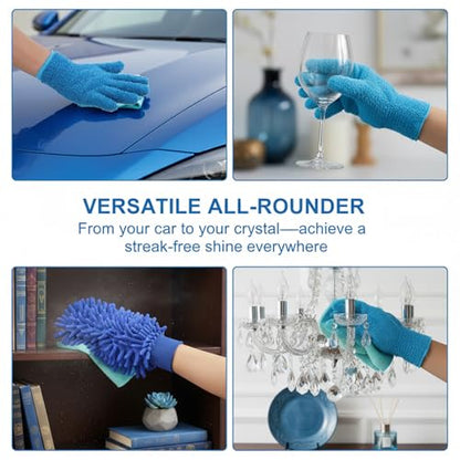 6 Pcs Microfiber Dusting Gloves, Plant Gloves Dusting Reusable Washable Plant Cleaning Glove for Plants, Cars, Blinds, Windows