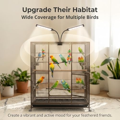 Bird Health Cage Supplementary Light with Full-Spectrum LED Pet Light, Intelligently Timing to Help Synthesize Vitamin D3 and Promote Calcium Absorption