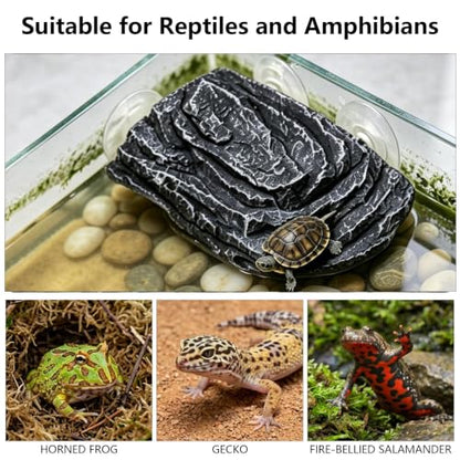 Turtle Basking Platform, Climbing Ramp Rock Turtle Dock for Aquarium | Turtle Tank Decor With 3 Suction Cups, Resting Terrace for Terrapins and Frogs - style: Faux Rock