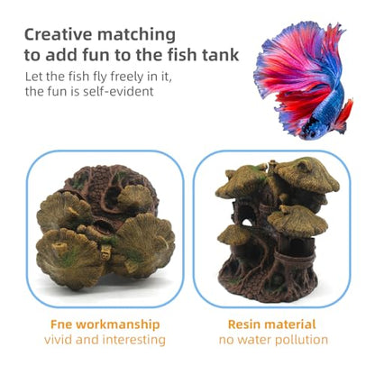 relaqcc Fish Tank Decorations Hideaway Cave, Fish Tank House Accessories for Amphibians, Goldfish, Shrimp, Conch