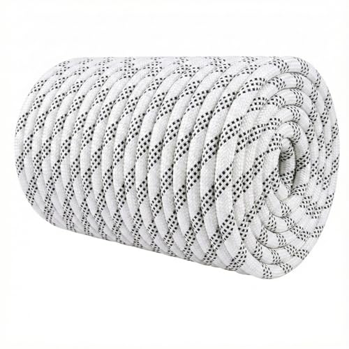 1/2 Inch Arborist Rigging Rope (200 Ft) - ASTM F2116 Certified (9,000 lbs MBS / 900 lbs SWL) - Static Polyester Bull Rope for Tree Climbing, Nautical Rigging & Swings (White) - size: 1/2IN x 200 FT, style: White