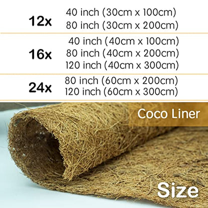 Coco Liner Roll, Yarrdfir 12x120 inch Natural Coconut Liners for Planter Flower Basket, Reptile Carpet, Natural Coconut Fiber mat, Garden Decoration, Animal pet pad - size: 12x120 Inch (Pack of 1)