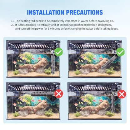 100W Submersible Fish Tank Heater for 10-20 Gallon with Auto Shut-Off When Leaving Water—Aquarium Heater, Dry-Burn & Overheat Protection, Smart LED Display for Betta Freshwater Saltwater - size: 100W