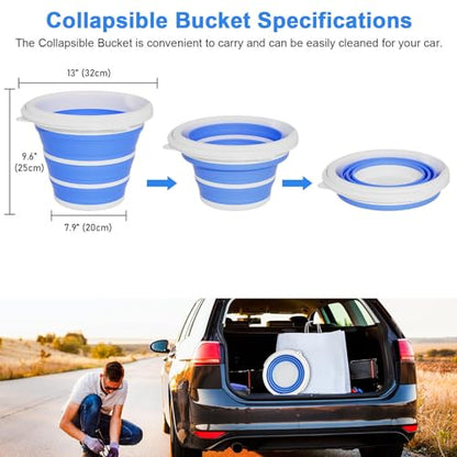 GOLDFOX Collapsible Bucket-10L (2.6 Gallon) Bucket for Cleaning with Handle-Folding Foldable Portable Plastic Water Supplies,Collapsible Bucket for Car Wash Camping Garden - Blue - color: Blue