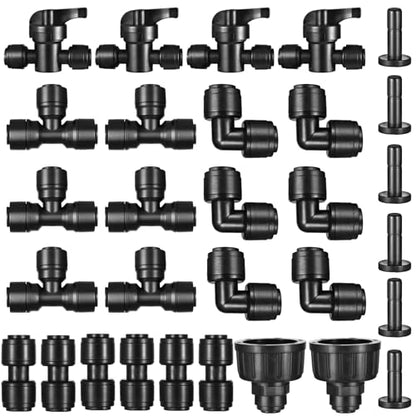 30 Pack 1/4" Irrigation Fittings Kit, 1/4" Quick Connect Fittings | Push to Connect Fittings,Locked Anti-Drip,1/4 Inch Irrigation Tubing Fittings,for Garden 1/4 Drip Irrigation System - size: 28 Pack 1/4" Quick Connect Fittings Kit