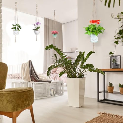 Plant Hanger, 10 Pieces 40'' Macrame Plant Hangers, Hanging Planters for Indoor Plants Pots, Plant Holder Basket Jute Rope Holder for Indoor Outdoor Garden Home Decorations (Natural)