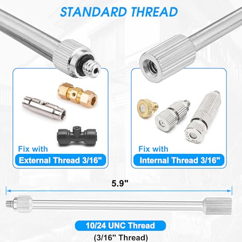 20 Pack 5.9 Inch Flexible Mister Nozzle Extensions Brass Mist Rod 10/24 UNC | Bendable Extended Pole for High Pressure Mist Nozzles, Misting System Nozzle Extension - color: 20 Packs