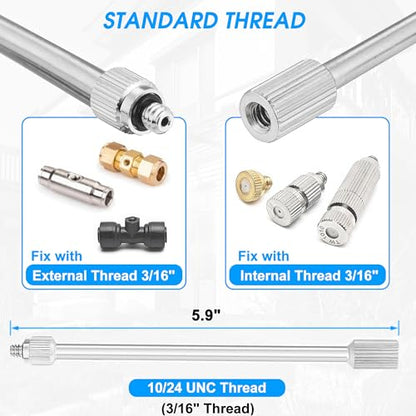 20 Pack 5.9 Inch Flexible Mister Nozzle Extensions Brass Mist Rod 10/24 UNC | Bendable Extended Pole for High Pressure Mist Nozzles, Misting System Nozzle Extension - color: 20 Packs