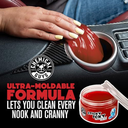 Chemical Guys, Sticky Icky Cleaning Gel, Sweet Strawberry, 0.88 oz, 4 Pack | Reusable gel presses into vents, cup holders and crevices to lift dust and crumbs, sweet strawberry, four pack - size: 3.5 Ounce (Pack of 4), style: Strawberry