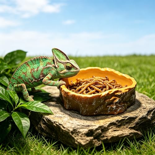 Dubia Roach Water Dish with 3 Luffa Inserts, Reptile Water Dish, Feeding Dish for Reptiles, Dubia Roaches Live, Isopods, Springtails, Crickets & Other Feeder Insects