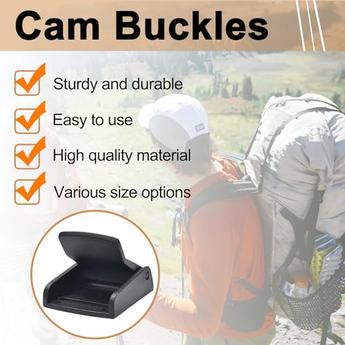 CooBigo 5pcs Webbing Cam Buckles Plastic Black Toggle Clip Backpack Straps - color: 1-1/2 Inch