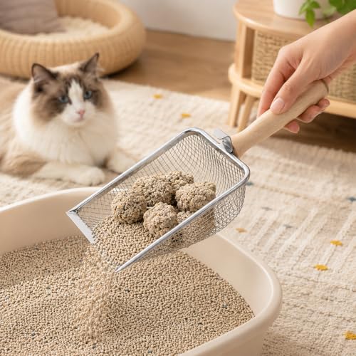 Bearded Dragon Sand, Stainless Steel Cat Litter Scoop Heavy Duty Reptile Sand Sifter Fine Mesh Litter Box Scoop Shovel for Lizard, Gecko, Bearded Dragon Bedding, Cat Pooper Lifter | Heavy Duty Reptile Sand Sifter Fine Mesh Litter Box Scoop Shovel for Liza