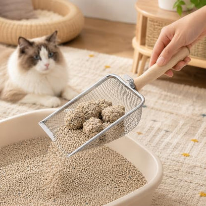 Bearded Dragon Sand, Stainless Steel Cat Litter Scoop Heavy Duty Reptile Sand Sifter Fine Mesh Litter Box Scoop Shovel for Lizard, Gecko, Bearded Dragon Bedding, Cat Pooper Lifter | Heavy Duty Reptile Sand Sifter Fine Mesh Litter Box Scoop Shovel for Liza