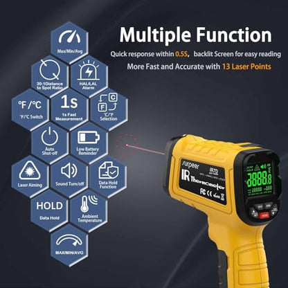 Infrared Thermometer Temperature Gun, 2732°F, 50:1 | Pyrometer High Temp Measurement Tool for Industrial Furnace Kiln Foundry Metal Casting Welding HVAC Engine Maintenance - color: -58°F to 2732°F