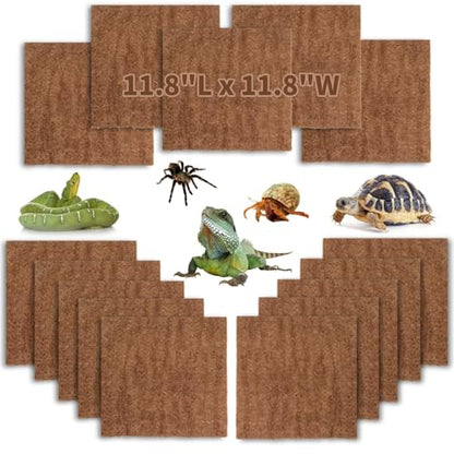Hamiledyi Reptile Carpet Natural Coconut Fiber Tortoise Carpet Mats for Pet Terrarium Liner Reptile Supplies for Lizard Snake Chameleon Turtle Bedding Bunny Rabbit Mat (15 x Sheets) - size: 15 Packs/11.8 x 11.8 Inch