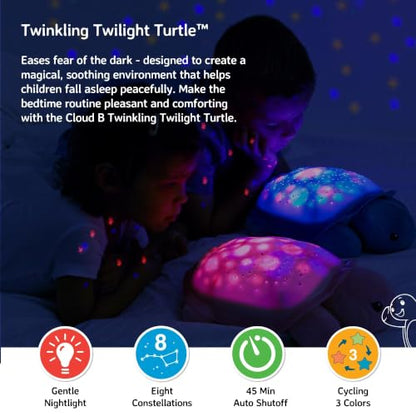 Cloud b Comforting Nightlight Star Projector w/ Soothing Sounds | Gentle Brightness | 3 Colors | Auto-Shutoff | Twinkling Twilight Turtle Aqua - color: Twinkling Twilight Turtle - Aqua
