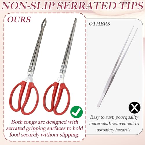 2 Pcs Snake Feeding Tongs 15 Inch Extra Long Stainless Steel Reptile Feeding Tongs, Curved Mouth & Straight Mouth for Ball Python, Fish Aquariums, Reptiles Snakes, Tank Accessories Terrarium Supplies