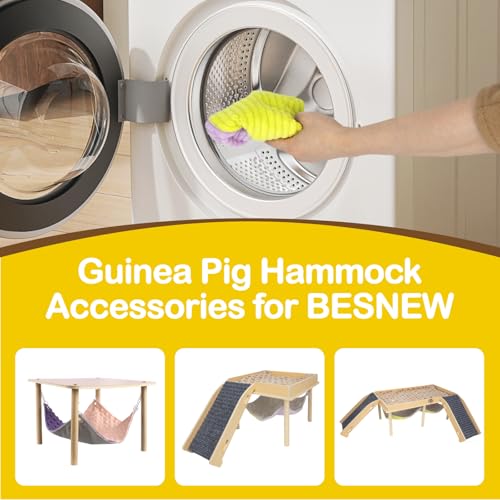 BESNEW Enlarged Guinea Pig Hammock,Bunny Ferret Hamster Small Animal Hammock for Hiding Sleeping,Wooden Guinea Pig Hammock Accessories - style: Hammock