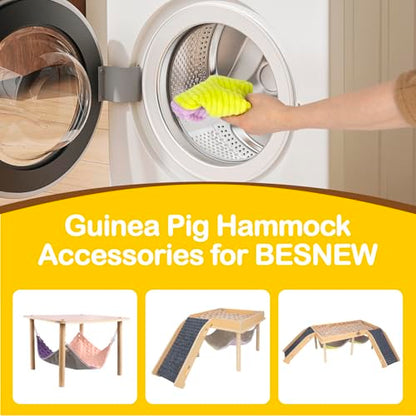 BESNEW Enlarged Guinea Pig Hammock,Bunny Ferret Hamster Small Animal Hammock for Hiding Sleeping,Wooden Guinea Pig Hammock Accessories - style: Hammock