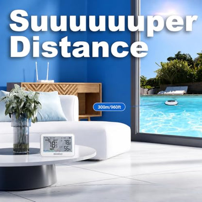 Solar Pool Thermometer, Smart Wireless Digital Pool Thermometer Easy Read, IPX8 Waterproof Water Temperature Monitor for Hot Tub, Bath, Swimming, Pond