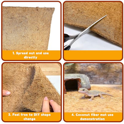 Hamiledyi 78.7x11.8in Reptile Carpet Coconut Fiber Substrate Large Snake Bedding Coco Liner Roll Mat for Bearded Dragon Tortoise Lizard Habitat Pad Garden Decoration - size: 11.8x78.7inch