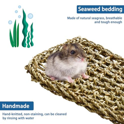 19.7 x 7.87 Bird Seagrass Mat Natural Seagrass Woven Net Rat Cage Accessories Bird Foraging Chew Wall Toys Climbing Rope Ladder Chew Toys for Parrots Cockatoos Lovebird Cockatiel Hamster Parakeet