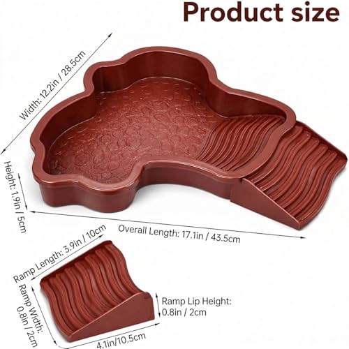 Large Turtle Water Bowl, Reptile Bathing Pool Tortoise Water Dish Bearded Dragon Water Fountain Non-Slip Reptile Food Dish for Tortoise Gecko Lizard Snake Terrarium Habitat, Plastic, Red - color: Red