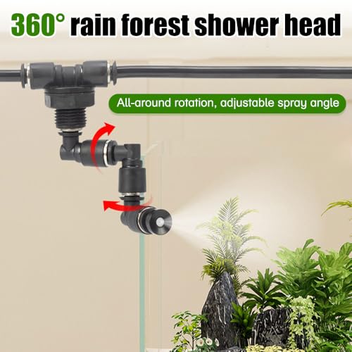 DONGKER Reptile Misting Nozzles,1/2PCS 360° Adjustable Reptile Mister Spray Nozzle Connect 1/4'' Tub for Rainforest GreenhouseTank Pet Cooling - color: 1PCS