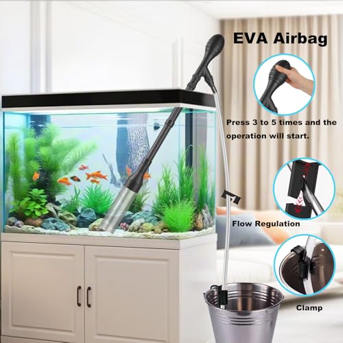 Carefree Fish Aquarium Gravel Cleaner 6Ft Hose Fish Tank Water Changer Sand Vacuum Adjustable Length ABS(for 20~100Gal Tank) 2026 New Upgrade Version - size: L(20~100Gal)