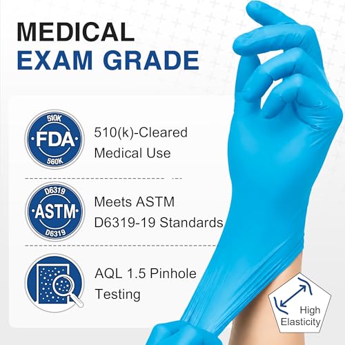 Schneider Nitrile Gloves, Gloves Disposable Latex Free, Powder Free | Black / Blue, 4-Mil, Medical Exam Glove, Food Safe Gloves, Cooking Gloves, Cleaning Gloves - color: Blue, size: Medium