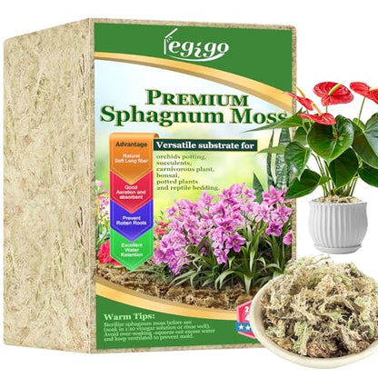 2.2lb Sphagnum Moss for Plants, 40QT Orchid Moss Potting Mix | Long Fiber Sphagnum Moss Dried for Plants Indoor, Orchid Repotting, Succulent, Carnivorous Plants, Terrarium and Reptiles - size: 2.2lb