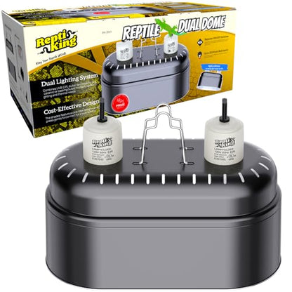 Reptile Dual Light Fixture, Double Deep Dome for Reptile Light/Heat Lamp/UVB Light, Snap-on Lamp Fixture Holder for Beared Dragon/Snake/Turtle/Lizard Tank Accessories - size: Dual Deep Dome