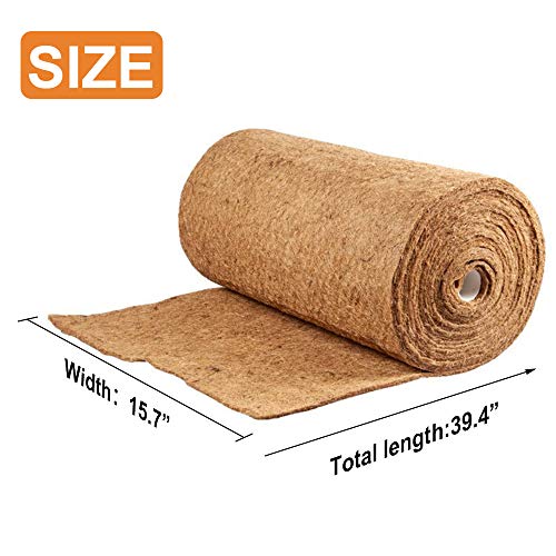 1 Pcs Reptile Carpet - 15.7" x 39.4" Natural Coconut Fiber Mat for Tortoise Bedding, Pet Terrarium Liner for Lizard, Turtle, Snake, Bearded Dragon, Gecko