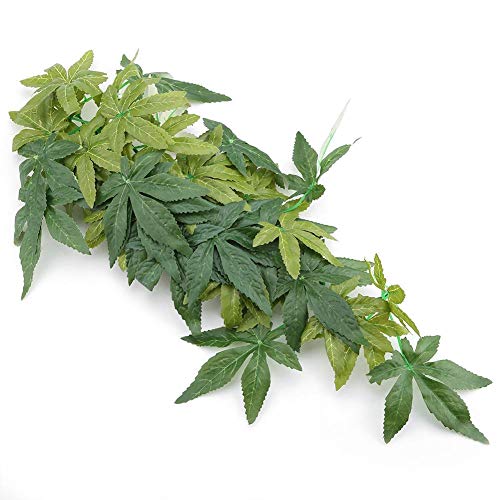 Yosoo Artificial Plants Fake Leaves, Aquarium Fish Plastic Green Grass with Sucker, Reptile Terrarium Habitat Box Cage Ornaments (40cm/15.75in) - size: 40cm/15.75in
