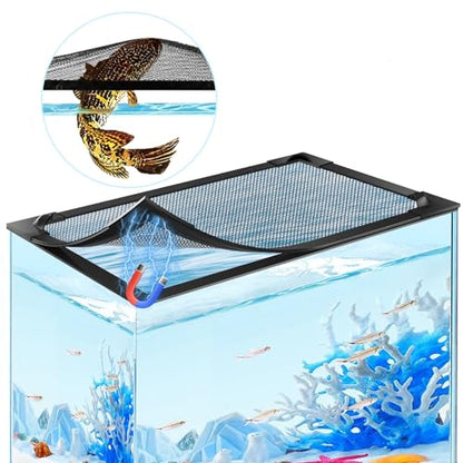Magnetic Fish Tank Lid, Mesh Aquarium Cover, Fits Tanks Up to 37 x 18 in | Custom Fit Design, Tear-Resistant PET Mesh, Easy Feeding Access, Compatible with Filters and Lights