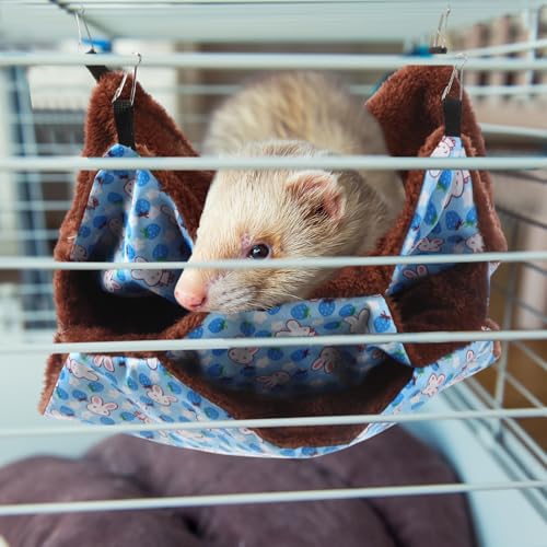 Weewooday 3 Pcs Rat Hammock 3 Tier Ferret Hammock Cage Hanging Bed Cage Accessories for Pet Guinea Pig Hamster Parrot Sugar Glider Ferrets Rat Chinchilla Playing Sleeping(Blue, Pink, Yellow) - color: Blue, pink, yellow