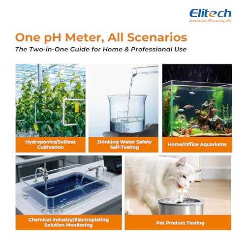 Elitech PHM-230 Professional Digital pH Pen Meter for Water and Solutions | pH Temperature Tester with ATC, Full Calibration Kit, 0.00-14.00 Range for Hydroponics, Growing, Drinking Water, Plants