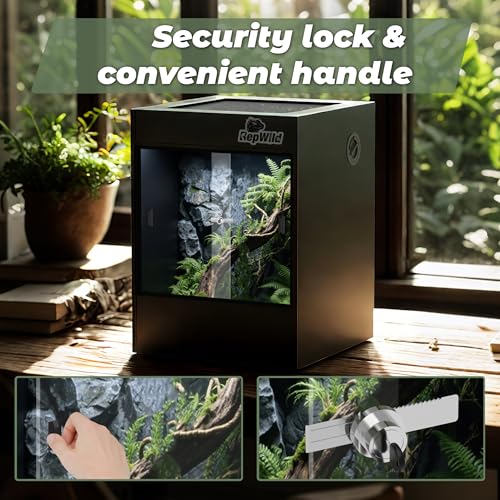 33 Gallon PVC Tall Reptile Terrarium, 18x18x24 Arboreal Enclosure | Vertical Habitat Enclosure with Sliding Door & Heavy-Duty Screen for Amphibians, Crested Gecko Lizard Chameleon - size: 18"W x 18"D x 24"H