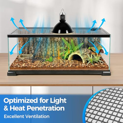 REPTI ZOO Terrarium Screen Cover with Cable Control for Reptile & Aquarium Tank, 30x12 inch Durable Steel Frame & Mesh Top for Reptile & Turtle & Fish Tank - size: 30x12 inch