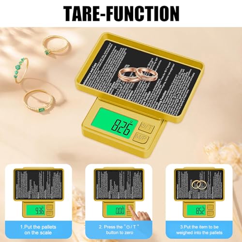 1000g Gram Scale, Diyife 0.01g Precision Pocket Scale with Backlit LCD | 7 Units, Protective Cover, Tare Function, Digital Jewelry Scale for Gold, Gem, Battery Included, Gold - color: Gold