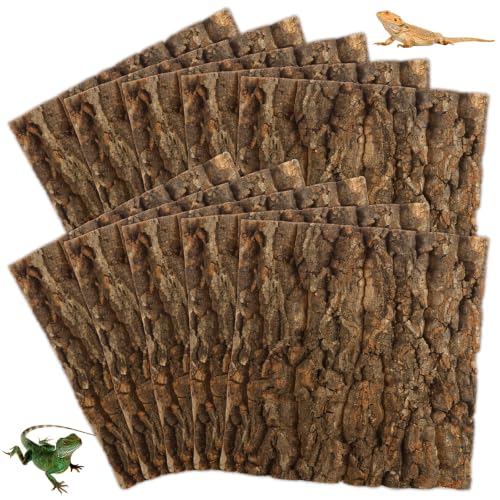 10PCS Cork Terrarium Background 7.9x7.9in Reptile Tank Background Board Habitat Decoration, Natural Cork Large Bark Climbing Mat for Gecko Lizard Tortoise Chameleon - size: 7.9×7.9in