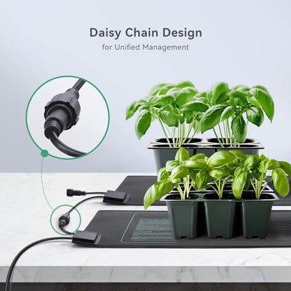 LUXBIRD 6 Pack Daisy Chain Seedling Heat Mats for Indoor Plants, Greenhouses, Germination, Hydroponic Garden, IP67 Waterproof Durable (LB-HMDC-06) - size: 6 Pack-21W